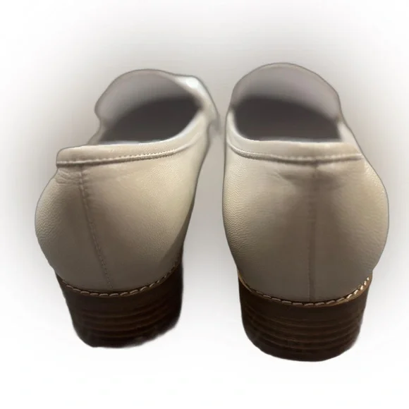 Mona Flying Ivory Leather Penny Loafers US 8 Italian Leather Quiet Luxury - Picture 8 of 9